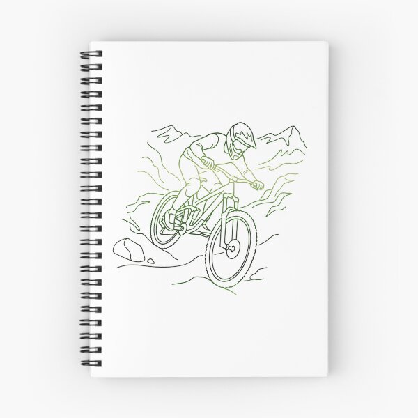 Item preview, Mountain Bike Adventure – Lineart Trail Ride Illustration designed and sold by Herzbaumatelier.