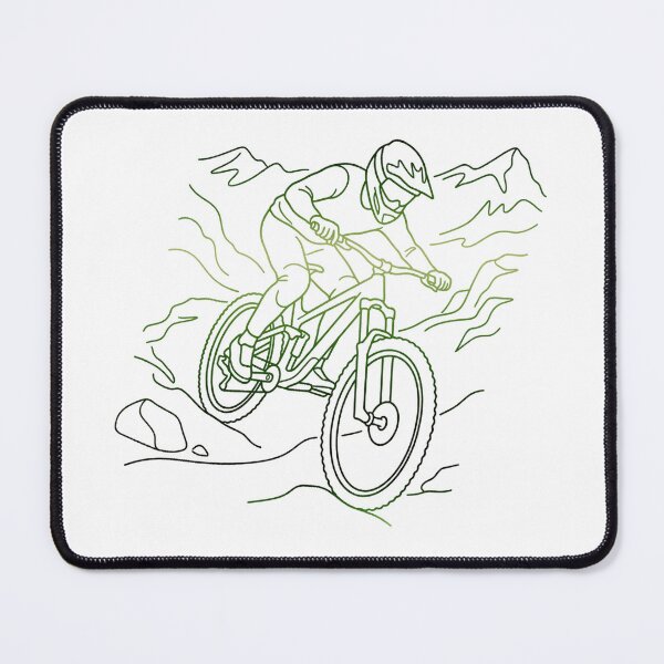 Item preview, Mountain Bike Adventure – Lineart Trail Ride Illustration designed and sold by Herzbaumatelier.