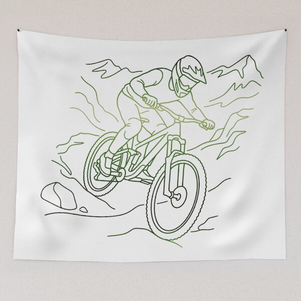 Item preview, Mountain Bike Adventure – Lineart Trail Ride Illustration designed and sold by Herzbaumatelier.