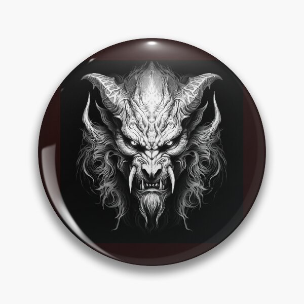 Item preview, Black and White Demon Mask Illustration | Dark Fantasy Monster Art designed and sold by inkoutninja.