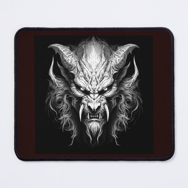 Item preview, Black and White Demon Mask Illustration | Dark Fantasy Monster Art designed and sold by inkoutninja.