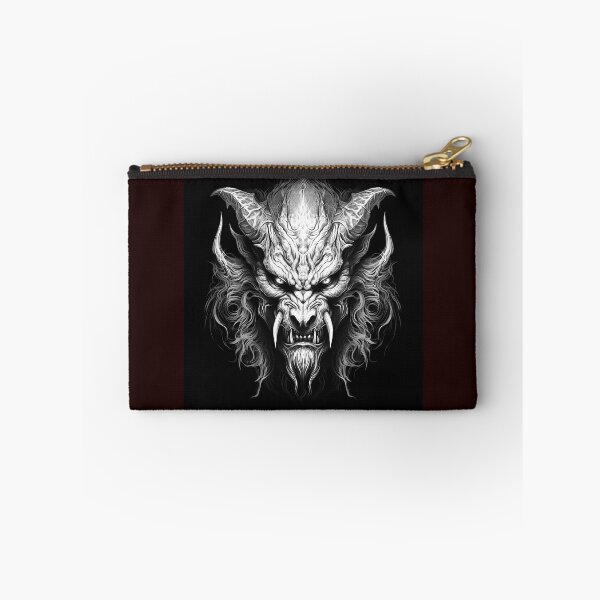 Item preview, Black and White Demon Mask Illustration | Dark Fantasy Monster Art designed and sold by inkoutninja.