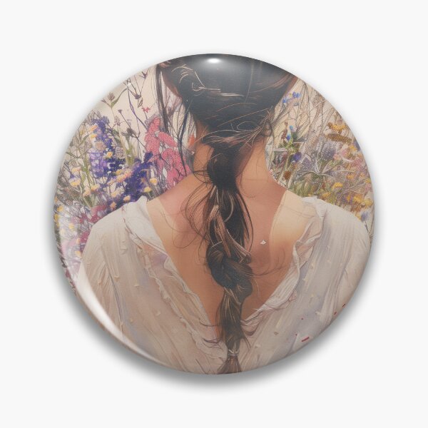 Item preview, Woman Holding Colorful Wildflower Bouquet From Behind designed and sold by solynneart.