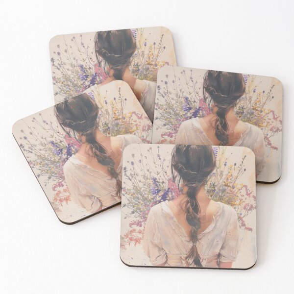 Item preview, Woman Holding Colorful Wildflower Bouquet From Behind designed and sold by solynneart.