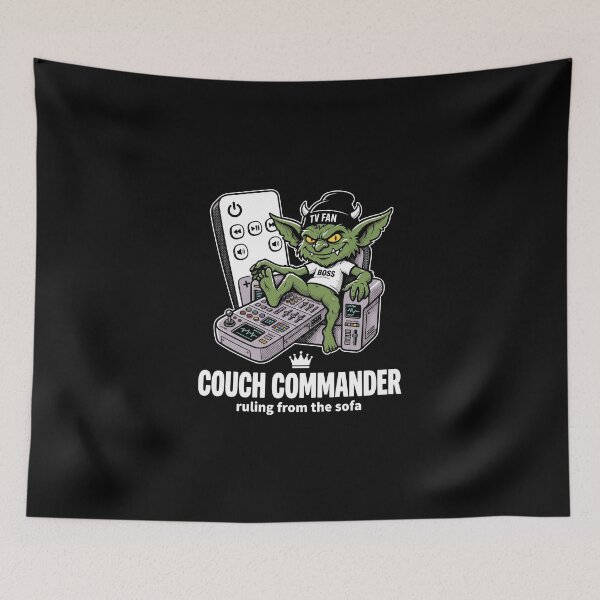 Item preview, Couch Commander Funny Goblin TV Fan Retro Illustration designed and sold by 89BLACK.