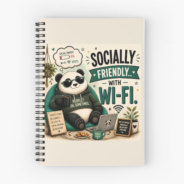 Item preview, Socially Friendly With WiFi Funny Panda Quote  designed and sold by PopInkAura .