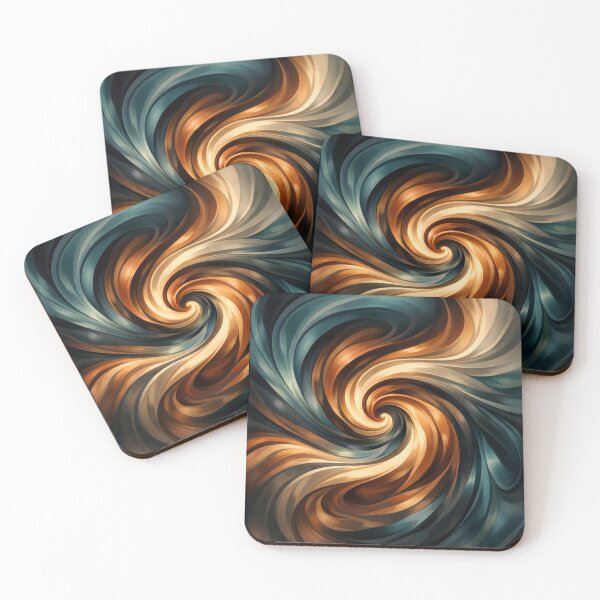 Item preview, Copper and Teal Swirl Fluid Motion Art Cool Spiral Painting designed and sold by Owcomm.