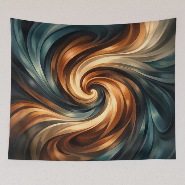 Item preview, Copper and Teal Swirl Fluid Motion Art Cool Spiral Painting designed and sold by Owcomm.