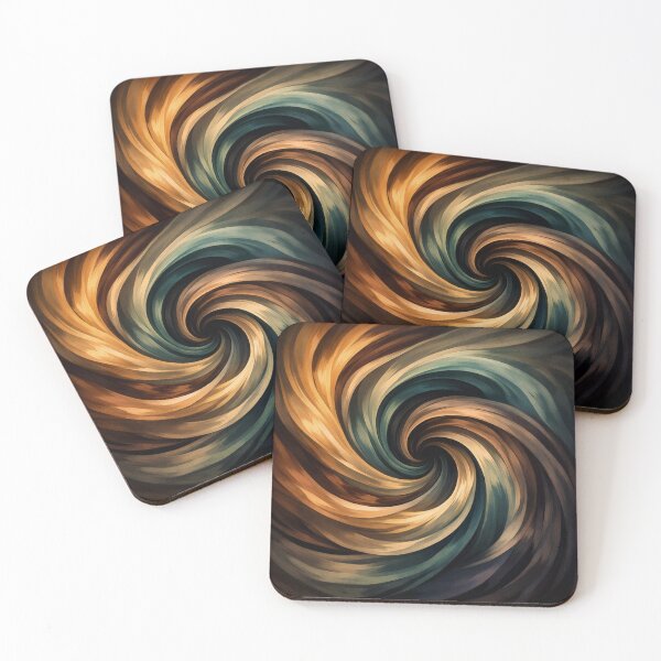 Item preview, Earth and Ocean Spiral Warm Teal and Amber Swirl Art Print designed and sold by Owcomm.