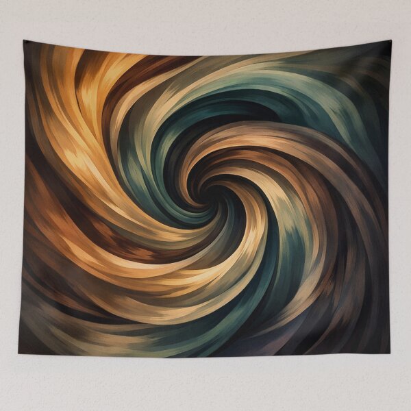 Item preview, Earth and Ocean Spiral Warm Teal and Amber Swirl Art Print designed and sold by Owcomm.