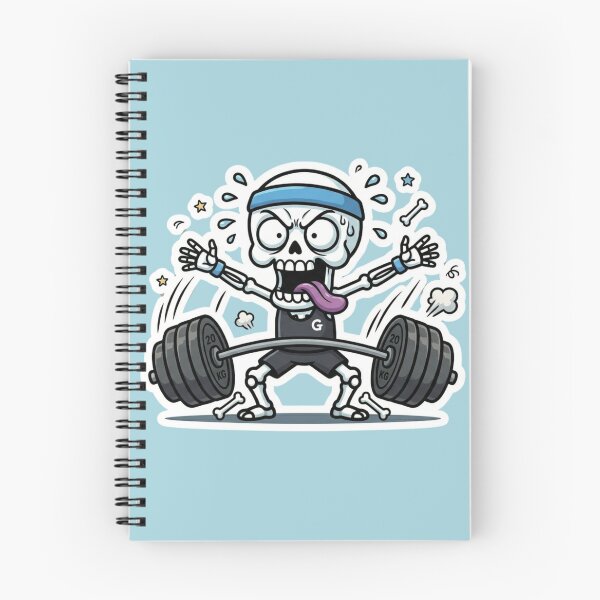 Item preview, Funny Skeleton Gym Fail Heavy Barbell Workout Humor Cartoon Fitness Meme designed and sold by BreezifyDesignStudio.