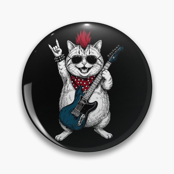 Item preview, Funny Fatty Cat Playing Guitar USA Patriotic Mohawk Rock designed and sold by cherylcarney.