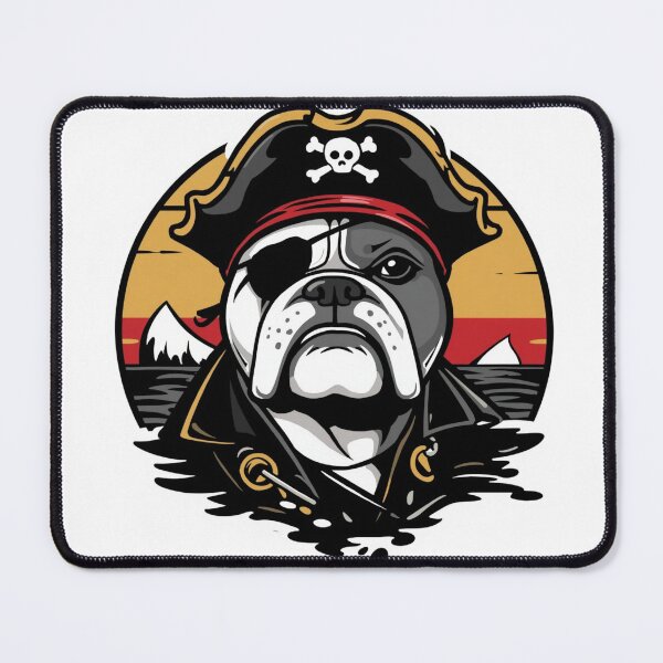 Item preview, Pirate Bulldog Captain Retro Sunset Art Print designed and sold by Sky-bully.