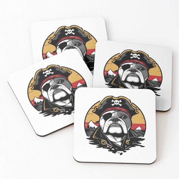 Item preview, Pirate Bulldog Captain Retro Sunset Art Print designed and sold by Sky-bully.