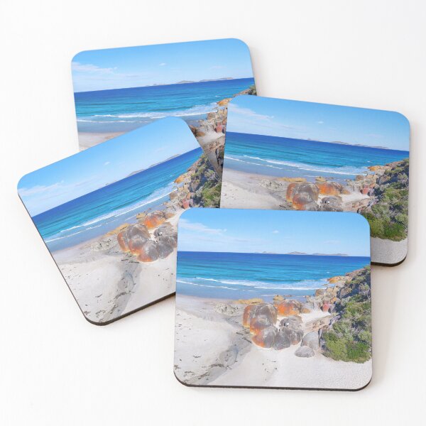 Item preview, Wilsons Promontory Australia Squeaky Beach Red Lichen Boulders Aerial designed and sold by Adam Gormley.