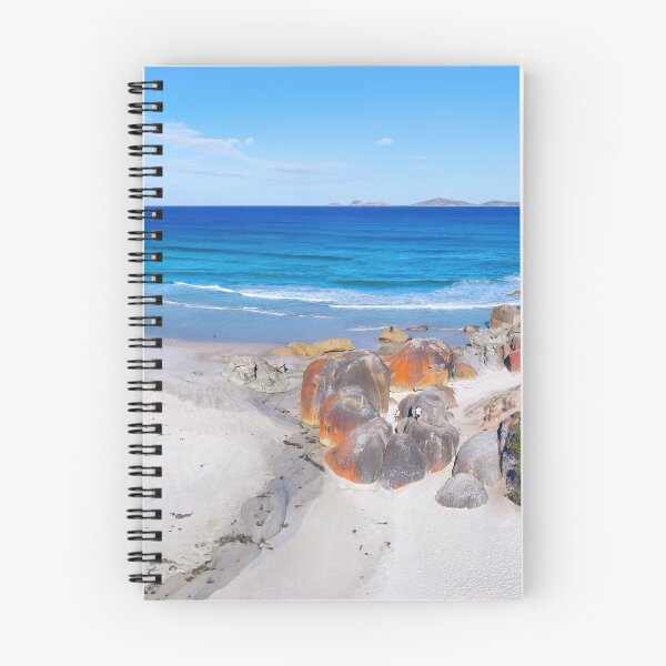 Item preview, Wilsons Promontory Australia Squeaky Beach Red Lichen Boulders Aerial designed and sold by Adam Gormley.