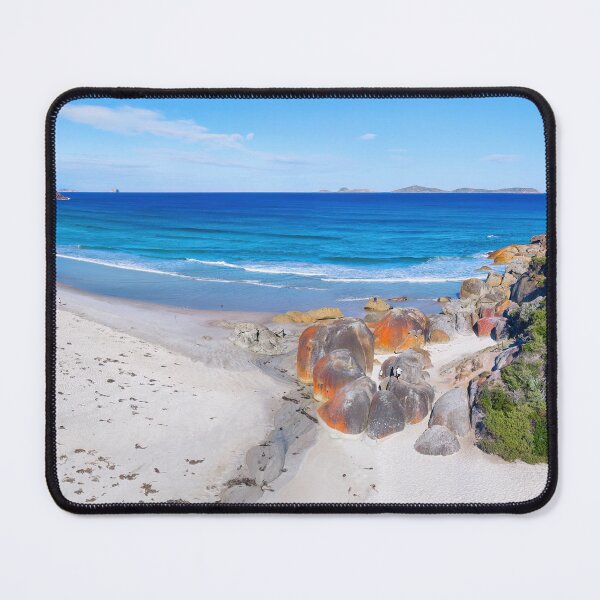 Item preview, Wilsons Promontory Australia Squeaky Beach Red Lichen Boulders Aerial designed and sold by Adam Gormley.