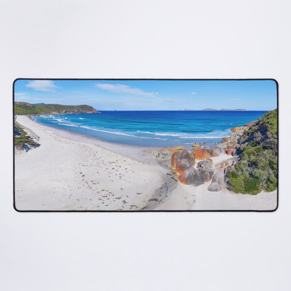 Item preview, Wilsons Promontory Australia Squeaky Beach Red Lichen Boulders Aerial designed and sold by Adam Gormley.