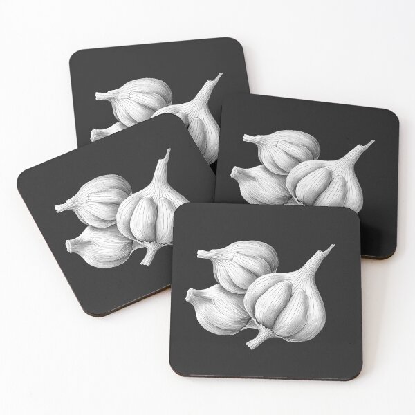 Item preview, Black and White Garlic Bulbs Illustration | Monochrome Kitchen Botanical Art designed and sold by inkoutninja.