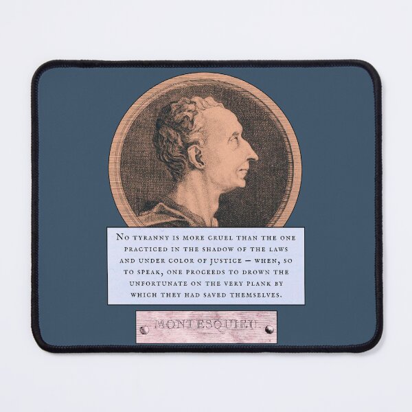 Item preview, Montesquieu quote: No tyranny is more cruel than the one practiced in the shadow of the laws and under color of justice  designed and sold by artbleed.