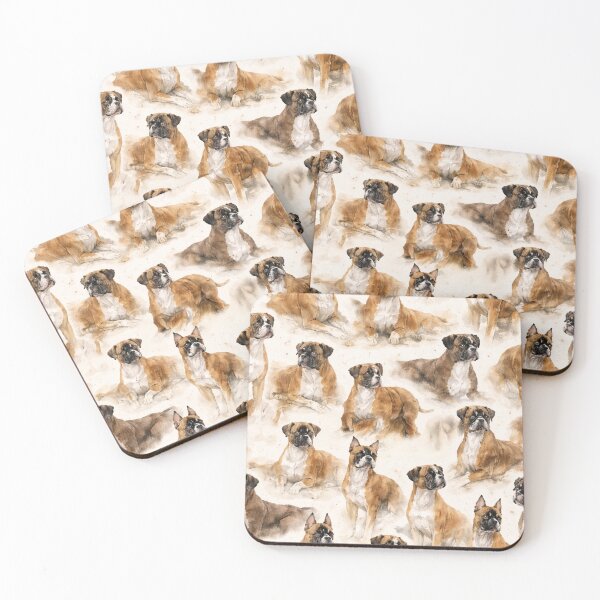 Item preview, Boxer dog watercolor illustration designed and sold by Anne Londez Studio.