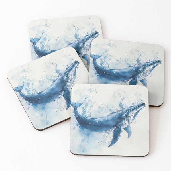Item preview, Blue Watercolor Humpback Whale With Ocean Splash designed and sold by solynneart.