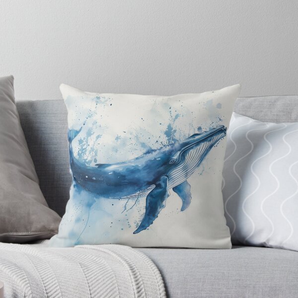 Item preview, Blue Watercolor Humpback Whale With Ocean Splash designed and sold by solynneart.