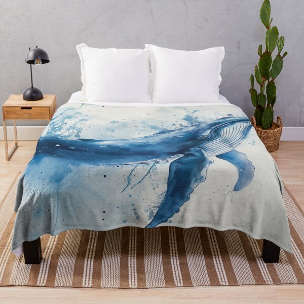 Item preview, Blue Watercolor Humpback Whale With Ocean Splash designed and sold by solynneart.