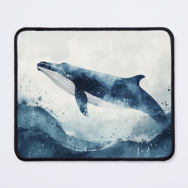 Item preview, Blue Watercolor Humpback Whale Above Ocean Waves designed and sold by solynneart.