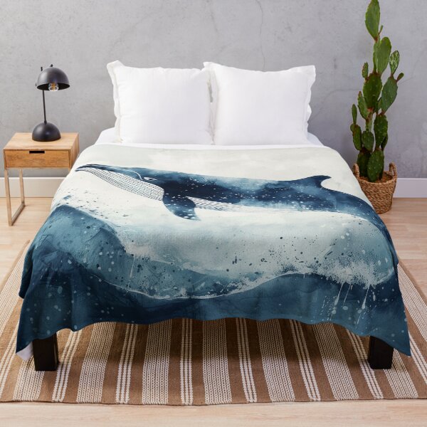 Item preview, Blue Watercolor Humpback Whale Above Ocean Waves designed and sold by solynneart.