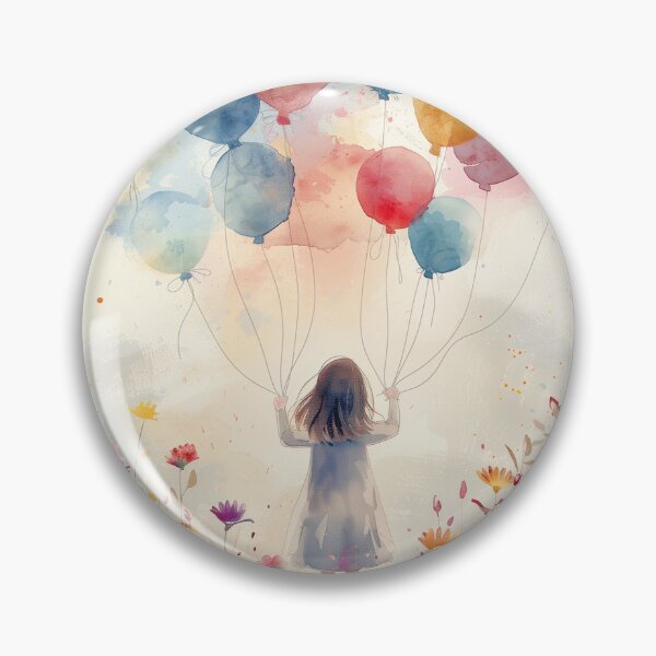 Item preview, Watercolor Girl With Balloons In Wildflower Meadow designed and sold by solynneart.
