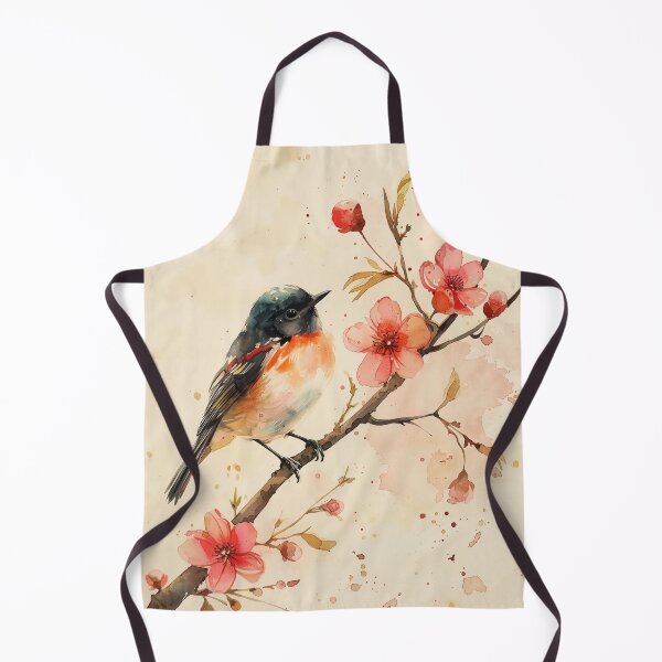 Artikelvorschau, Aquarell-Singvogel auf rosa blühendem Zweig entworfen und verkauft von solynneart.