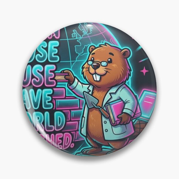 Item preview, The Unfinished World | Autodidact Researcher Beaver Neon POD Design designed and sold by InnerwayStudio.