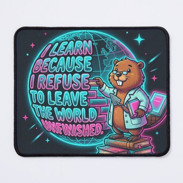 Item preview, The Unfinished World | Autodidact Researcher Beaver Neon POD Design designed and sold by InnerwayStudio.
