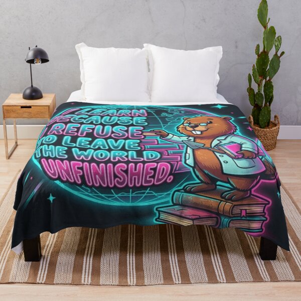 Item preview, The Unfinished World | Autodidact Researcher Beaver Neon POD Design designed and sold by InnerwayStudio.
