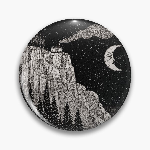 Item preview, Cliffside House Moon Night Detailed Ink Scene designed and sold by Modaozushi216.