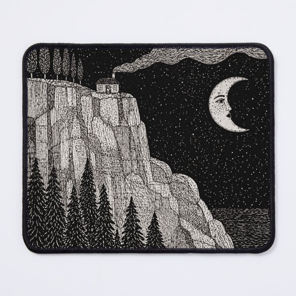 Item preview, Cliffside House Moon Night Detailed Ink Scene designed and sold by Modaozushi216.