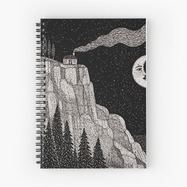 Item preview, Cliffside House Moon Night Detailed Ink Scene designed and sold by Modaozushi216.