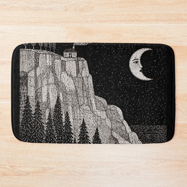 Item preview, Cliffside House Moon Night Detailed Ink Scene designed and sold by Modaozushi216.