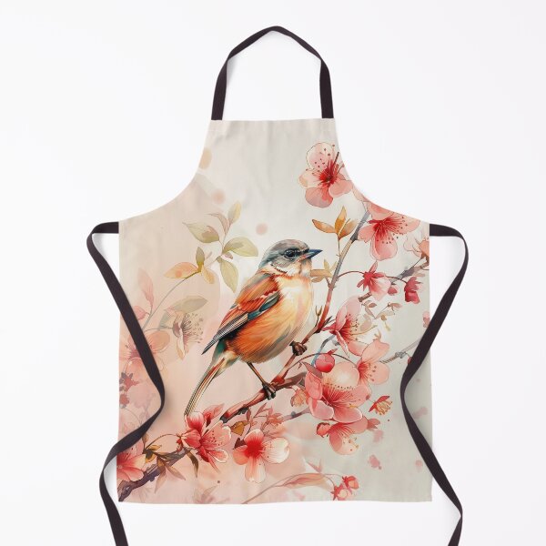 Artikelvorschau, Aquarell-Singvogel auf rosa Kirschblütenzweig entworfen und verkauft von solynneart.