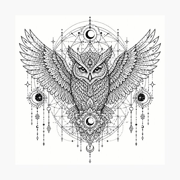 Item preview, Sacred Owl Mandala Open Wings Design designed and sold by suryabumblee.