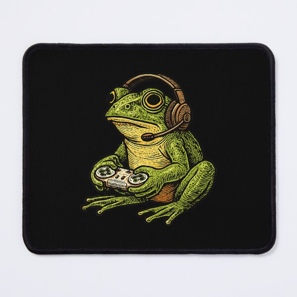 Artikelvorschau, Vintage-Illustration eines Gamer-Frosch-Headsets entworfen und verkauft von FGTV2021.