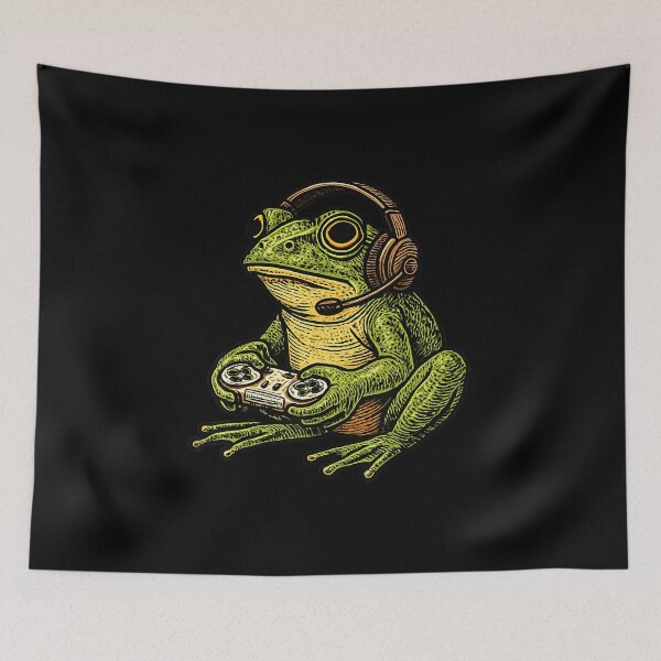 Item preview, Gamer Frog Headset Vintage Illustration designed and sold by FGTV2021.