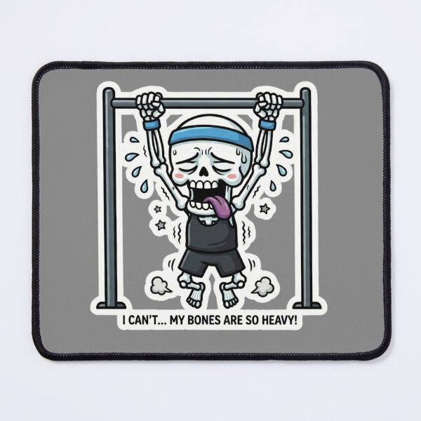 Item preview, Funny Skeleton Pull Up Heavy Bones Gym Humor Workout Cartoon Fitness Design designed and sold by BreezifyDesignStudio.