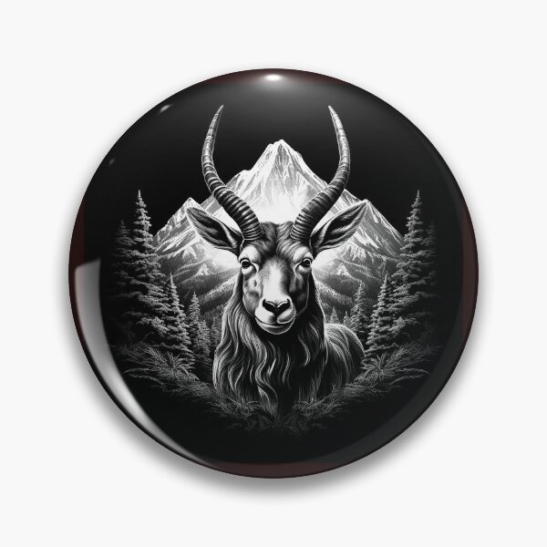 Item preview, Black and White Mountain Antelope Portrait | Monochrome Wildlife Art designed and sold by inkoutninja.