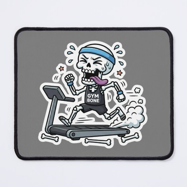 Item preview, Funny Skeleton Running Treadmill Gym Bone Workout Humor Fitness Cartoon Design designed and sold by BreezifyDesignStudio.