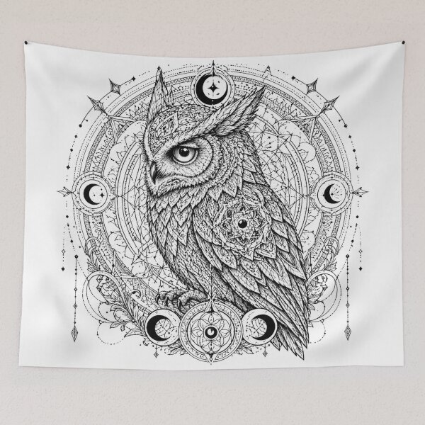 Item preview, Mystic Owl Mandala Sacred Geometry Art designed and sold by suryabumblee.