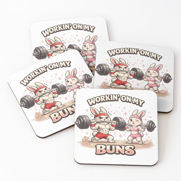 Item preview, Workin’ on My Buns | Buff Bunny Gym Pun designed and sold by MADHU SUDHAN.