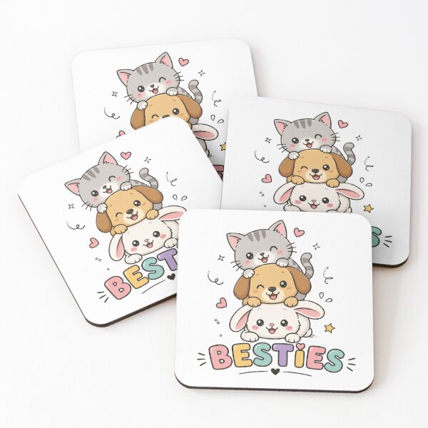 Item preview, Cute Besties Pet Stack Kawaii Cartoon T-Shirt designed and sold by Amitabr14.