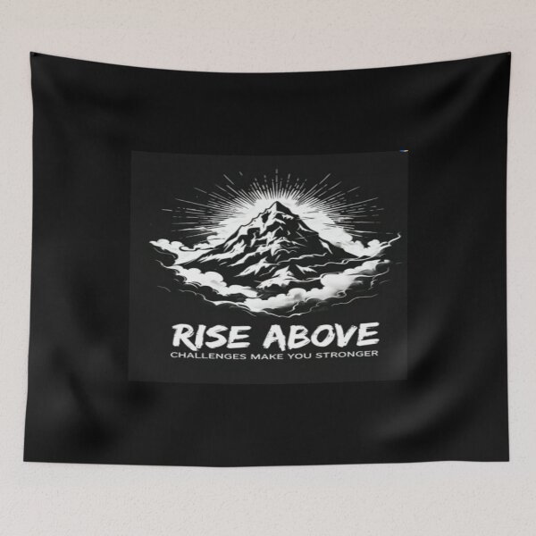 Item preview, Rise Above – Motivational Mountain Graphic with “Challenges Make You Stronger” Inspirational Message designed and sold by Bright Nest Studio.